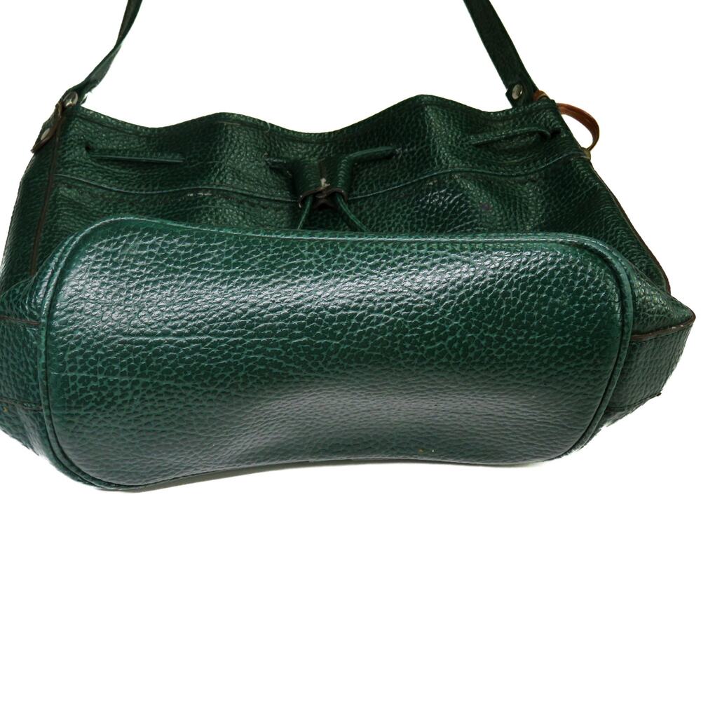 1980s Vintage Dooney & Bourke Forrest Green Leather Drawstring Crossbody Bag - Picture 5 of 10